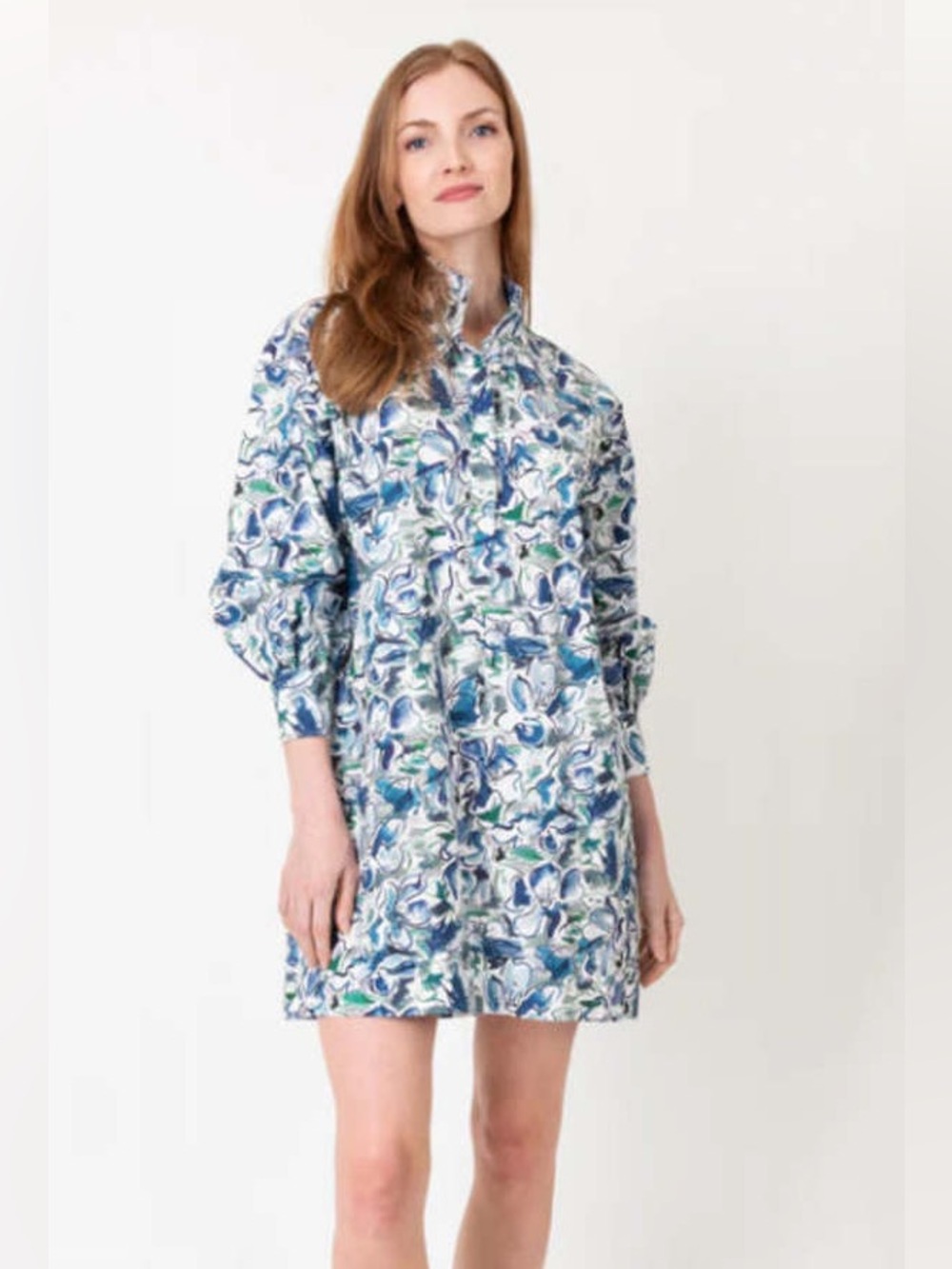 Ann Mashburn Anaya Popover Dress Oleander Liberty Blue/Green